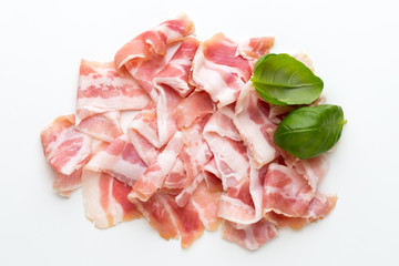 Fresh bacon on the isolated background.