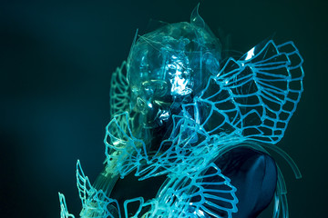 Treasure, Costume of crystal skull, gothic and dark design made with thermoplastic and artistic modeling materials