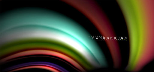 Multicolored wave lines on black background design