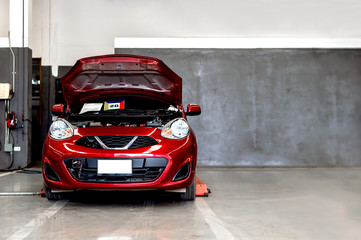 car repair station with soft-focus and over light in the background