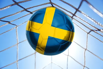 Papier Peint photo Lavable Foot Fussball mit schwedischer Flagge