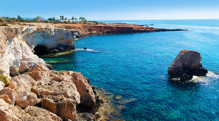 Panoramic view on a cave and cape near Agia Napa