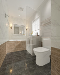 Naklejka na ściany i meble 3d rendering modern bathroom with luxury tile decor