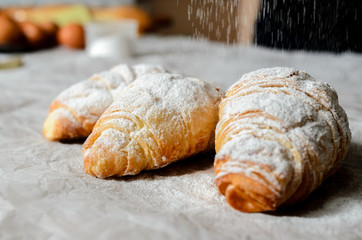 Still life of bread products. Freshly baked