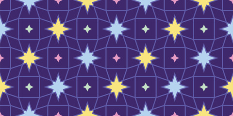 Fototapeta na wymiar Seamless geometric pattern with stars, seamless trellis pattern, seamless grid, textured background