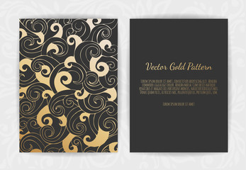 Set of Black and Gold Design Templates for Brochures, Flyers, Logo, Banners. Abstract Modern Backgrounds.