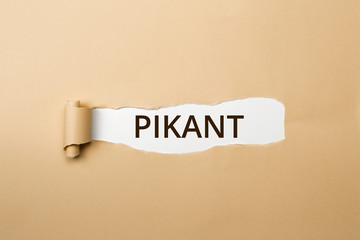 PIKANT Schriftzug - aufgerissenes Papier