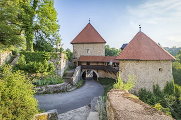 Entrance to Ozalj medival castle in town Ozalj, Croatia first mention of it dates from 1244
