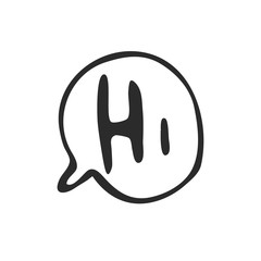 Obraz premium Hand drawn bubble speech icon with word Hi !