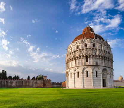 Pisa Baptistery at Piazza dei Miracoli or Piazza del Duomo in Pisa Tuscany Italy © Dmitry Naumov