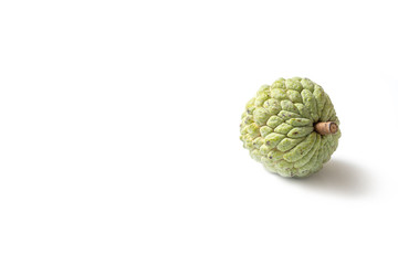 custard apple on white background with copy space