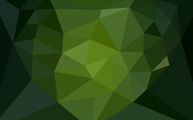 Fototapeta na wymiar Dark Green vector shining triangular cover with a heart in a centre.