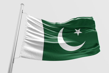 Isolated Pakistani Flag waving 3d Realistic fabric