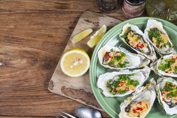 Roast oysters plate