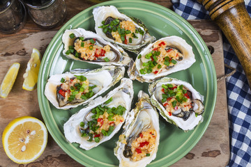 Roast oysters plate