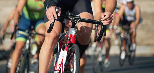 Lichtdoorlatende gordijnen Fietsen Cycling competition,cyclist athletes riding a race