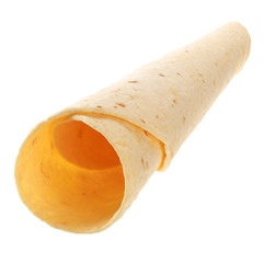 Yellow tortillas isolated on white background.