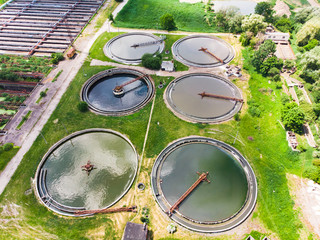 purification systems aerial view. sunny day