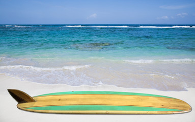 Vintage surfboard on the beach