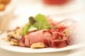 Close-up image of a festive table with different dishes. 
