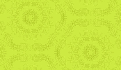 Fototapeta premium Vector green seamless pattern background of vintage teapots in a geometric arrangement. Perfect for fabric, scrap booking, wallpaper, invitations, gift wrap