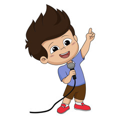Kid sing a song.vector and illustration.