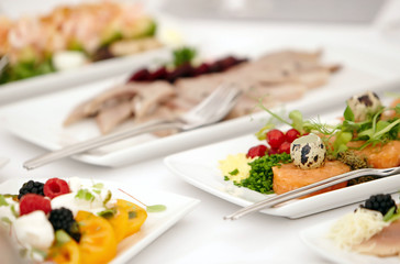 Close-up image of a festive table with different dishes. 