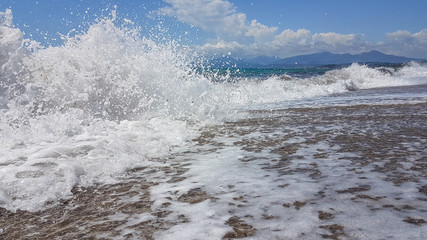 sea summer foam waves in Preveza Greece