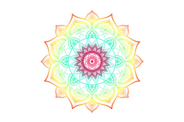 Hand drawn isolated rainbow mandala. Ethnic oriental ornament