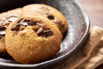 freshly baked chocolate chip cookies