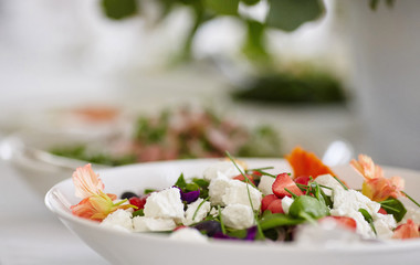 Close-up image of a festive table with different dishes. 