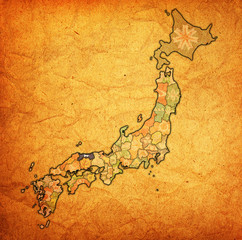 tottori prefecture on administration map of japan