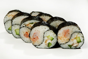 Yin-Yang rolls (salmon, tuna, cucumber, spice sauce)