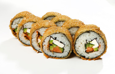 Warm rolls (cucumber, salmon, masaga, cheese Fitaki Cheese)