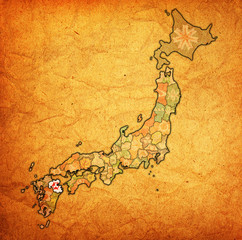 oita prefecture on administration map of japan