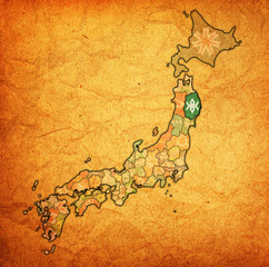 Naklejka premium iwate prefecture on administration map of japan