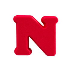 letter N uppercase alphabet plastic on white background with Clipping path