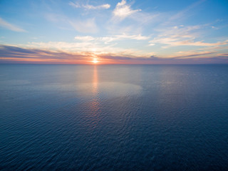 Seascape sunset aerial view