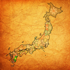 miyazaki prefecture on administration map of japan