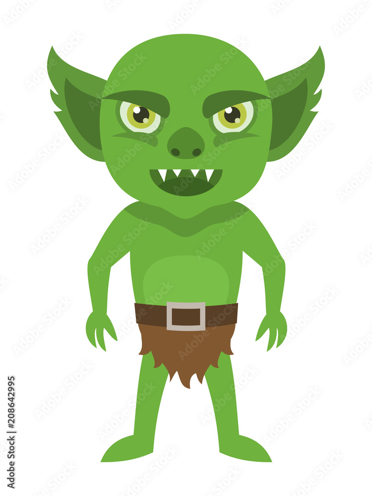 Wall mural cartoon goblin character isolated on white background - Wall murals