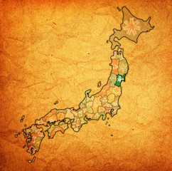 miyagi prefecture on administration map of japan