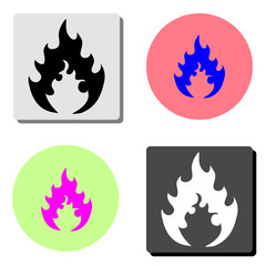 Flame. simple flat vector icon illustration on four different color backgrounds