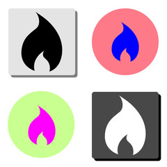 Fire flame. simple flat vector icon illustration on four different color backgrounds