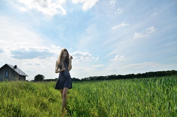 Petite woman and nature