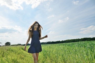 Petite woman and nature