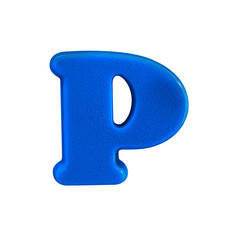 letter P uppercase alphabet plastic on white background with Clipping path