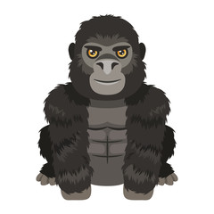 Friendly gorilla on white background