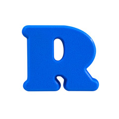 letter R uppercase alphabet plastic on white background with Clipping path