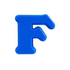 letter F uppercase alphabet plastic on white background with Clipping path