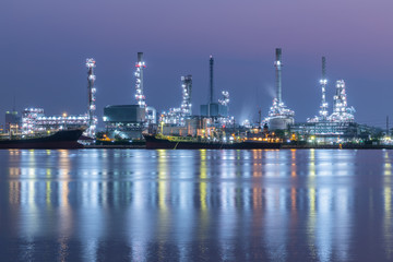 Oil refinery at twilight, Chao Phraya river, Thailand